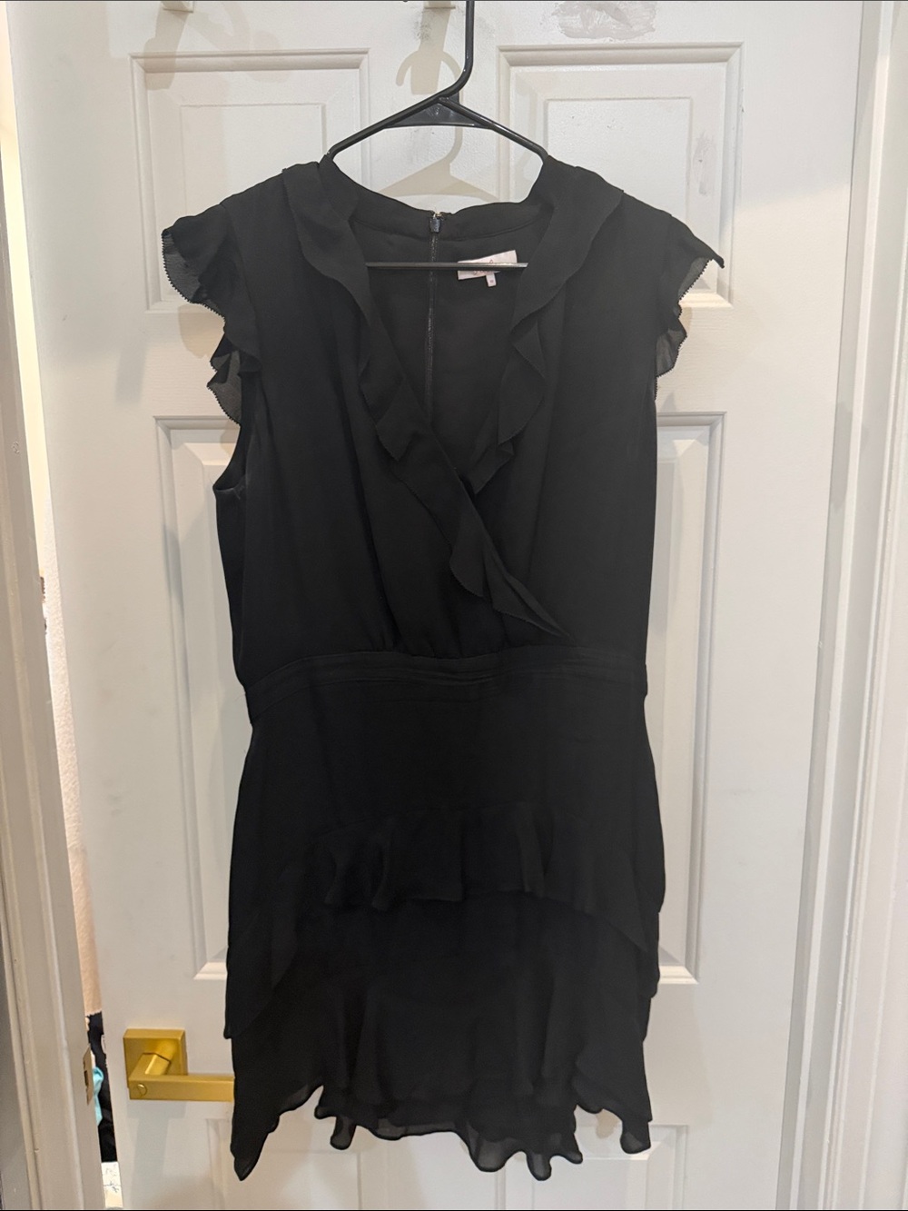 Parker Black Ruffled V-Neck High-Low Dress